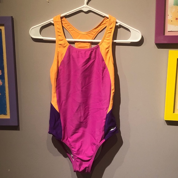 Speedo Girls Multi Color One Piece Swimsuit - Picture 1 of 5